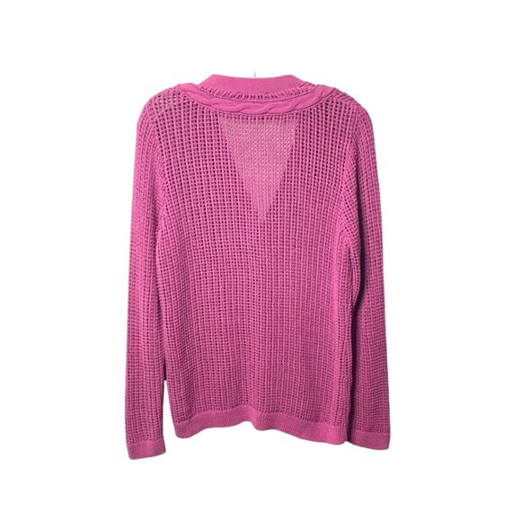Pendleton Women's Pink Open Cable Knit Button-Front Cardigan Sweater Size Large - Picture 2 of 5